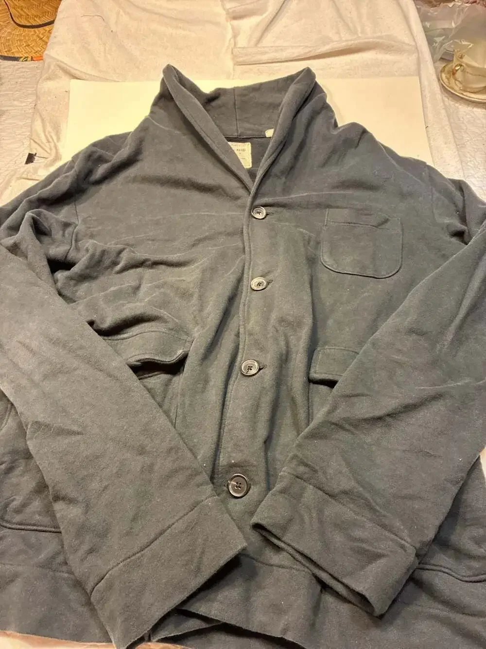 Billy Reid Men's Shawl Collar Button-Down Sweatshirt Jacket
